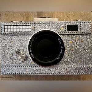 Silver Glitter Camera Clutch